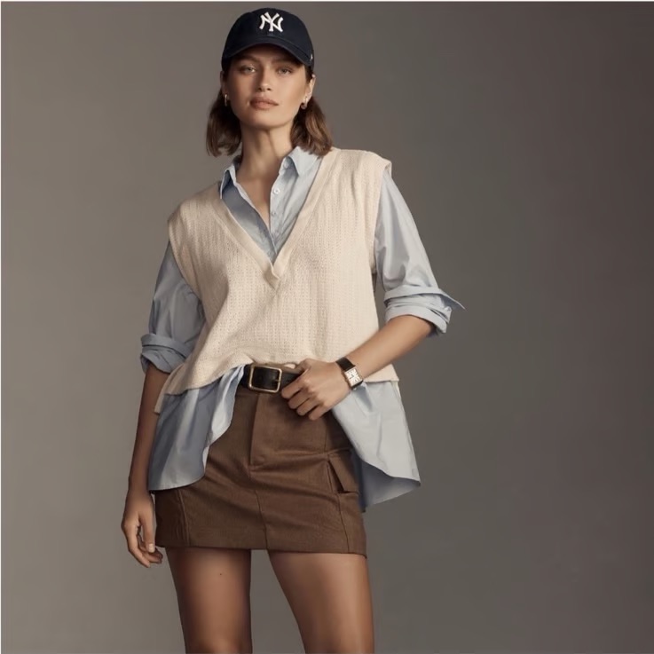 Nwt Anthropologie Twofer Layered Ruffle Sweater Vest Size Medium